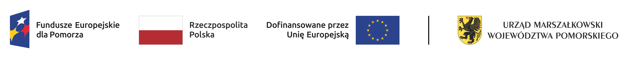 Obraz zawiera logo Funduszy Europejskich dla Pomorza, Unii Europejskiej, Urzędu Marszałkowskiego Województwa Pomorskiego oraz flagę Polski
